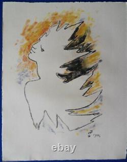 Jean COCTEAU L'homme flamboyant LITHOGRAPHIE ORIGINALE SIGNEE