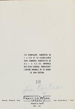 Jean Cocteau/Lithographie signée/1956/Arches/Couple/Numerotée/Originale/Paris