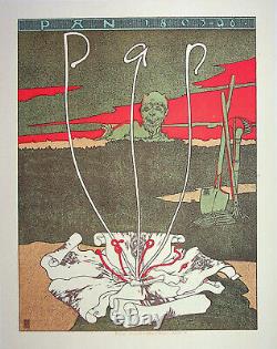 Joseph SATTLER Revue Pan Lithographie originale, Signée 1897