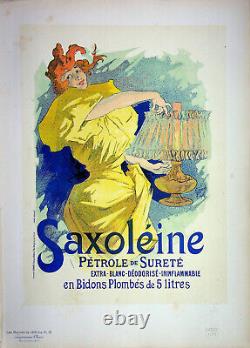 Jules CHERET Pétrole Saxoleine Lithographie originale, Signée, 1895