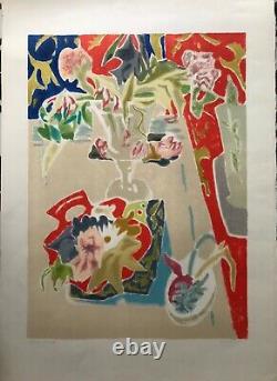 Jules Cavailles Lithographie Originale Nature Morte Bouquet Épreuve Artiste 1960