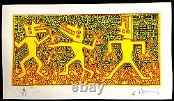 Keith Haring Lithographie COA Original Signé Numéroté à Main Timbre Rare