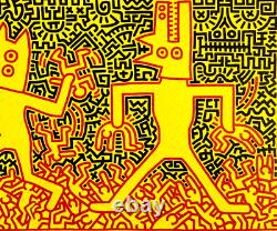 Keith Haring Lithographie COA Original Signé Numéroté à Main Timbre Rare