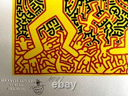 Keith Haring Lithographie COA Original Signé Numéroté à Main Timbre Rare