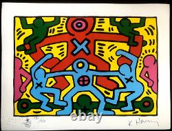 Keith-Haring Lithographie COA Original Signé Numéroté au Crayon Agréé