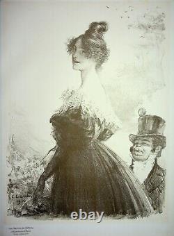 LEANDRE Jeune femme époque victorienne Lithographie originale, Signée, 1900