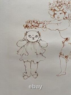 La petite fille couronnant le chat Léonor Fini Lithographie signée numérotée