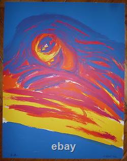 Lewin Karin Lithographie originale signée 1977 art abstrait abstraction cobra