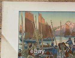 Lithographie Henri Riviere Le Port Serie Au Vent De Noroit 1906 Planche 1 C3608