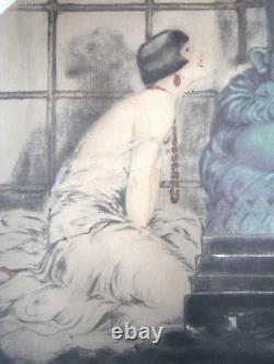 Lithographie Louis Icart 1926 Femme Art déco Bouddha Ovale Ancien