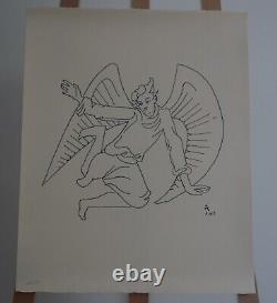 Lithographie Originale Jean Cocteau L'ange de Fréjus (avec certificat)