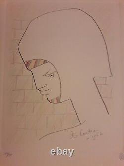 Lithographie Originale. Jean Cocteau. Signee Et Datee 1956
