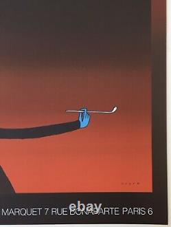 Lithographie Originale Jean-Michel Folon Homme Visage Bleu Pipe Marquet 1972