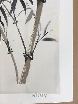Lithographie Originale Paysage Feuille Bambou Cachet Li Ai Vee Chinois Shanghai