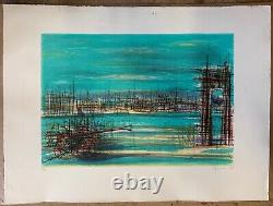 Lithographie Originale signé numéroté Jean CARZOU Le port ou le rivage