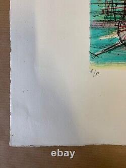 Lithographie Originale signé numéroté Jean CARZOU Le port ou le rivage