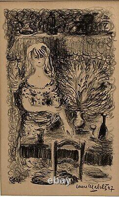 Lithographie Par Laure Malcles Masereel 1947 Femme A La Table H3986