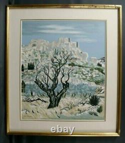 Lithographie Yves Brayer vers 1970 Olivier et ruines