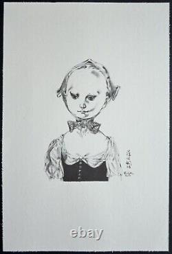 Lithographie de Léonard Tsuguharu FOUJITA La jeune fille au bonnet, 1957