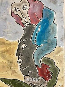 Lithographie litho Rehaussée Aquarelle Signé Main Art 1990 Jean-Marc SCANREIGH