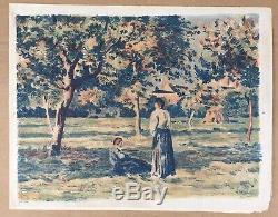 Lithographie originale Jardin Camille Pissarro Eragny Maximilien Luce 1858-1941