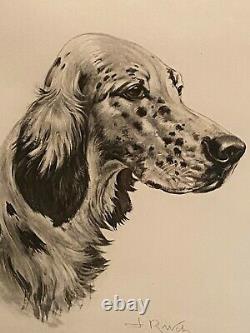 Lithographie originale signée Jean Rivet au chien de chasse