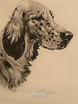 Lithographie originale signée Jean Rivet au chien de chasse