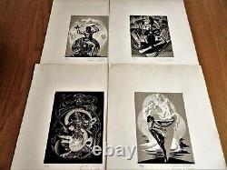 Lot de 4 lithographies numérotées et signées d' Emmanuel POIRIER (1898-1952)