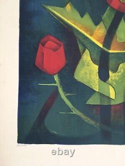 Louis Toffoli Lithographie Originale Fleurs De Mon Jardin 96/100 Signée / 1968