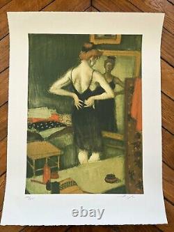 MALCOLM LIEPKE Lithographie Originale Print Signée Femme USA Figuratif NYC