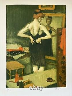 MALCOLM LIEPKE Lithographie Originale Print Signée Femme USA Figuratif NYC