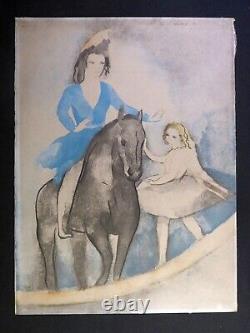 Marie Laurencin Lithographie couleur Cavalière et danseuse SIGNEE DS PLANCHE