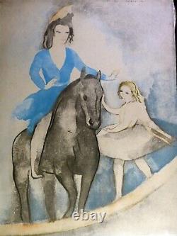 Marie Laurencin Lithographie couleur Cavalière et danseuse SIGNEE DS PLANCHE