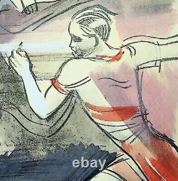 Milivoj UZELAC Athlétisme, course Lithographie originale Signée #SPORT, 1932
