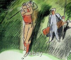Milivoj UZELAC Golf Swing, LITHOGRAPHIE originale Signée #SPORT, 1932