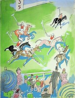 Milivoj UZELAC Match de Polo Lithographie originale signée #SPORT, 1932