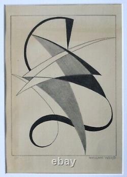 Nicolaas WARB (1906-1954) Rare Lithographie Signée 1946 Constructivisme BAUHAUS