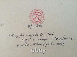 Nicolaas WARB (1906-1954) Rare Lithographie Signée 1946 Constructivisme BAUHAUS