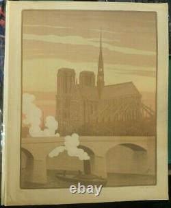 Notre Dame de Paris (1899), lithographie originale par Paul Berthon (1872-1934)