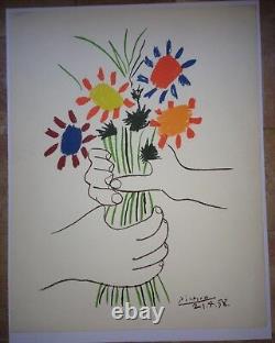 PICASSO (d'après) BOUQUET DE LA PAIX LITHOGRAPHIE ORIGINALE SIGNEE GD FORMAT