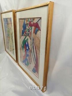 Paire de Lithographies Signées d'Oleg Liagatchev, Aquarelles de Léningrad 1989