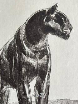 Paul JOUVE Gravure Animalière Lithographie ART DECO Panthere noire Black panther