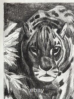 Paul JOUVE Gravure Animalière Lithographie ART DECO Panthere panther Tigre Tiger