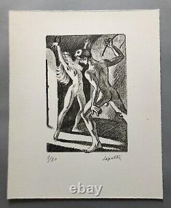 ROBERT LEPELTIER 1913-96 Lithographie coquine érotique + 5 dessins préparatoires