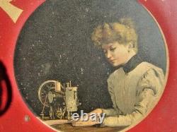 Rare Tôle lithographiée PFAFF Machines à coudre signée Doepler 1900 ART NOUVEAU