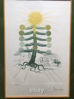 Salvador Dali Lithographie Originale Signée Soleil Et Lune Tournesol Surréalisme