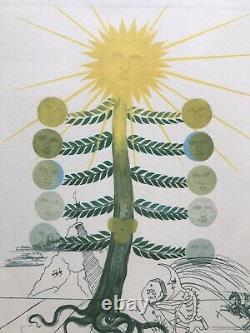 Salvador Dali Lithographie Originale Signée Soleil Et Lune Tournesol Surréalisme