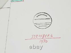 Saul Steinberg lithographie originale 1970 signée + tampon doré Via Airmail /