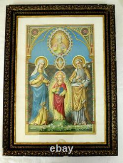 Tres belle Lithographie Religieuse XIXeme La sainte famille