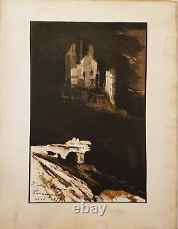 Victor Hugo Lithographie originale rare -1857 Ile de Guernesey